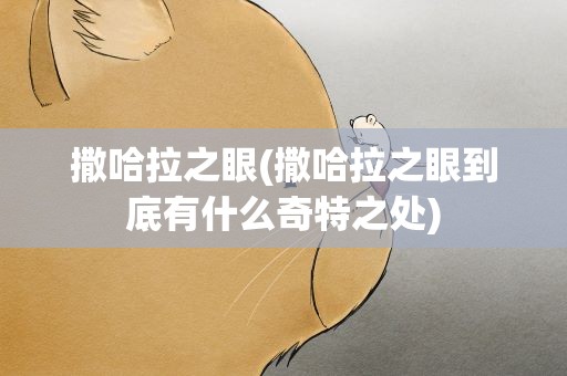 撒哈拉之眼(撒哈拉之眼到底有什么奇特之处)