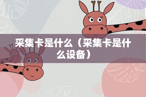 采集卡是什么（采集卡是什么设备）
