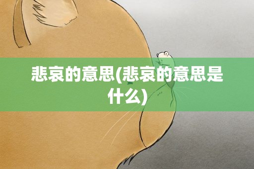 悲哀的意思(悲哀的意思是什么)