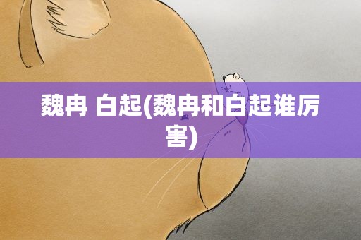 魏冉 白起(魏冉和白起谁厉害)