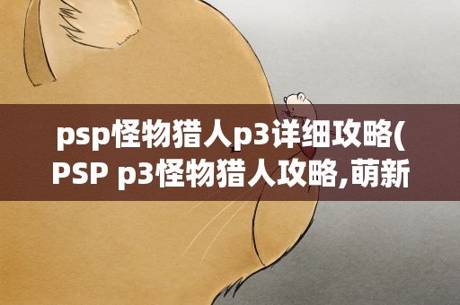 psp怪物猎人p3详细攻略(PSP p3怪物猎人攻略,萌新)