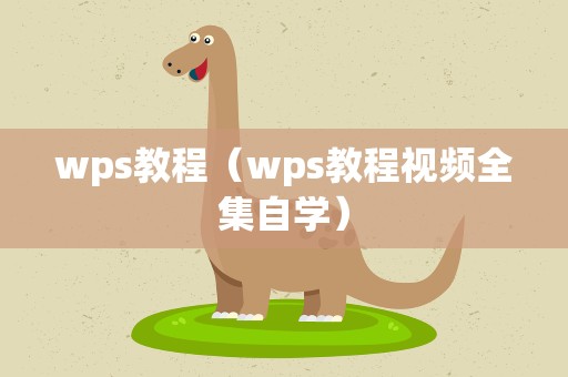wps教程（wps教程视频全集自学）