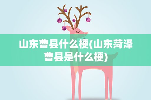山东曹县什么梗(山东菏泽曹县是什么梗)