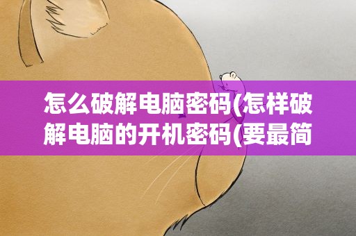 怎么破解电脑密码(怎样破解电脑的开机密码(要最简单的方法))