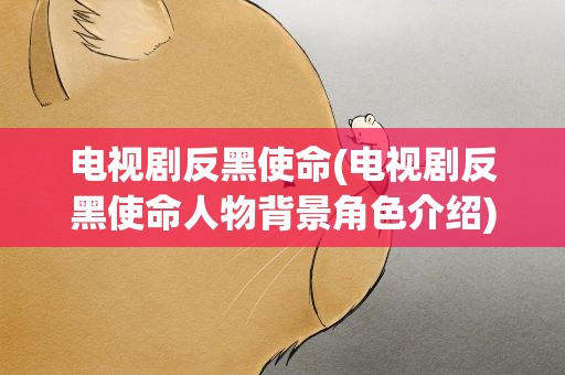 电视剧反黑使命(电视剧反黑使命人物背景角色介绍)