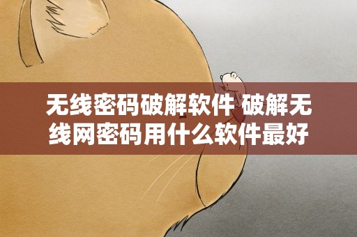 无线密码破解软件 破解无线网密码用什么软件最好