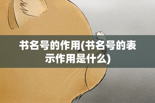 书名号的作用(书名号的表示作用是什么)