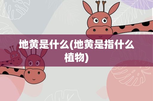 地黄是什么(地黄是指什么植物)