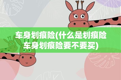 车身划痕险(什么是划痕险车身划痕险要不要买)