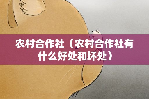 农村合作社（农村合作社有什么好处和坏处）