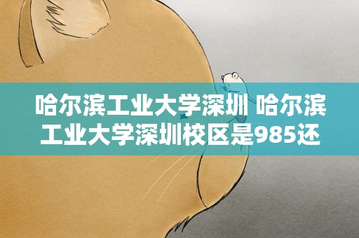 哈尔滨工业大学深圳 哈尔滨工业大学深圳校区是985还是211
