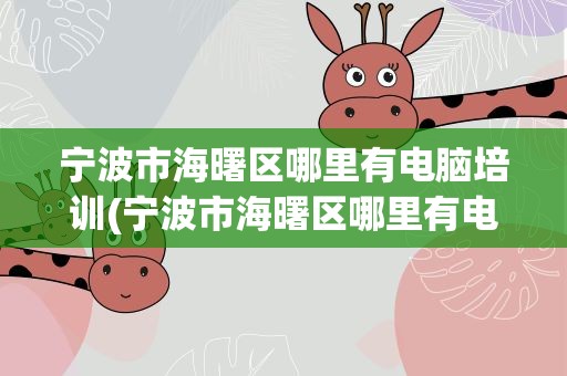 宁波市海曙区哪里有电脑培训(宁波市海曙区哪里有电脑培训班)
