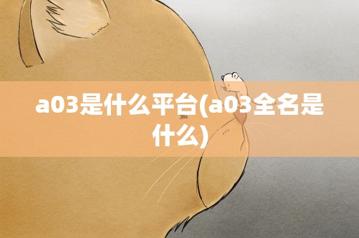a03是什么平台(a03全名是什么)