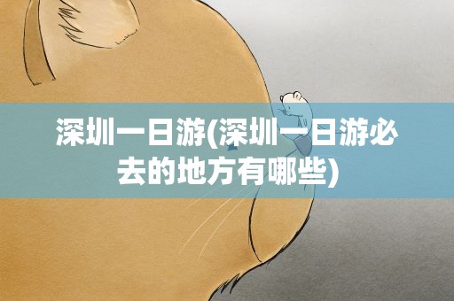 深圳一日游(深圳一日游必去的地方有哪些)
