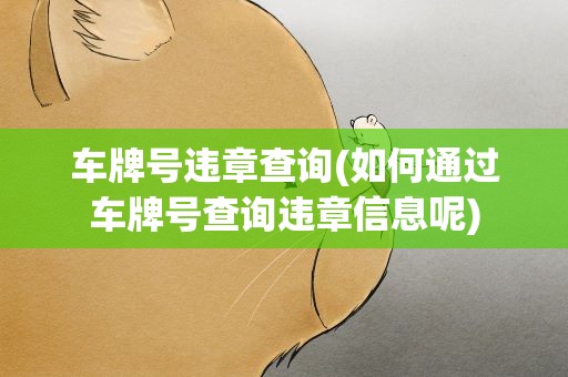 车牌号违章查询(如何通过车牌号查询违章信息呢)