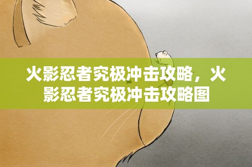 火影忍者究极冲击攻略，火影忍者究极冲击攻略图