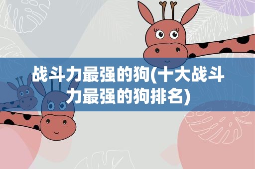 战斗力最强的狗(十大战斗力最强的狗排名)