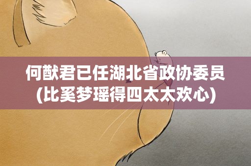 何猷君已任湖北省政协委员(比奚梦瑶得四太太欢心)