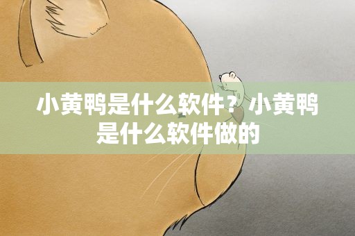 小黄鸭是什么软件？小黄鸭是什么软件做的