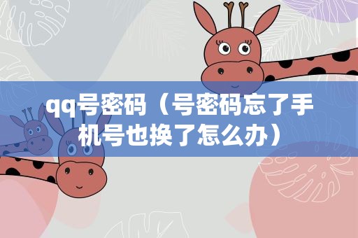qq号密码（号密码忘了手机号也换了怎么办）