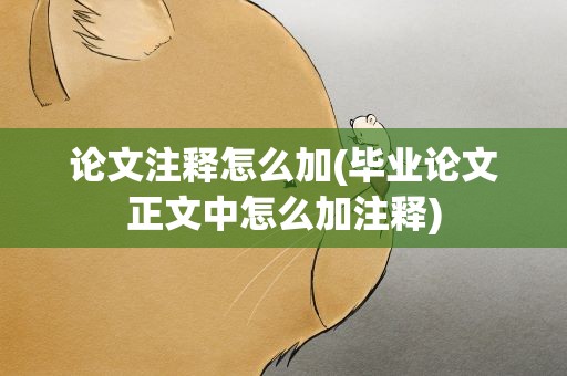 论文注释怎么加(毕业论文正文中怎么加注释)