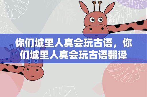 你们城里人真会玩古语，你们城里人真会玩古语翻译