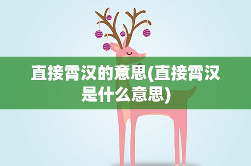 直接霄汉的意思(直接霄汉是什么意思)
