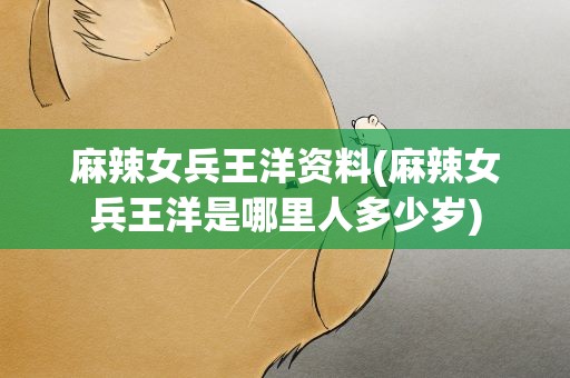 麻辣女兵王洋资料(麻辣女兵王洋是哪里人多少岁)