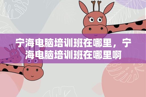 宁海电脑培训班在哪里，宁海电脑培训班在哪里啊