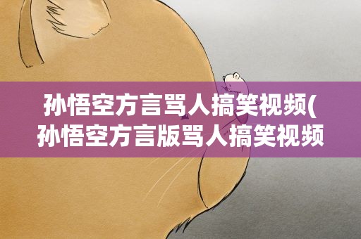 孙悟空方言骂人搞笑视频(孙悟空方言版骂人搞笑视频)