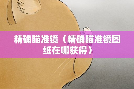 精确瞄准镜（精确瞄准镜图纸在哪获得）