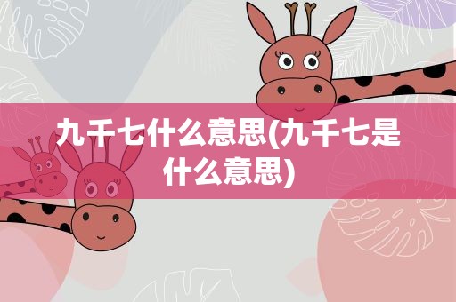 九千七什么意思(九千七是什么意思)