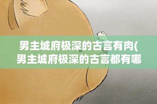 男主城府极深的古言有肉(男主城府极深的古言都有哪些)