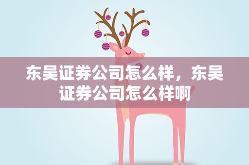东吴证券公司怎么样，东吴证券公司怎么样啊