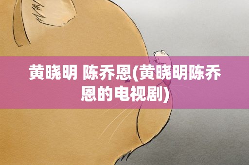 黄晓明 陈乔恩(黄晓明陈乔恩的电视剧)