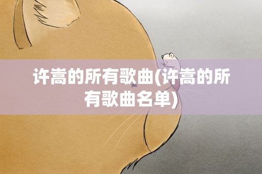 许嵩的所有歌曲(许嵩的所有歌曲名单)