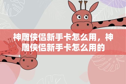 神雕侠侣新手卡怎么用，神雕侠侣新手卡怎么用的