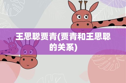 王思聪贾青(贾青和王思聪的关系)