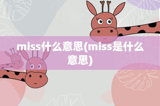 miss什么意思(miss是什么意思)