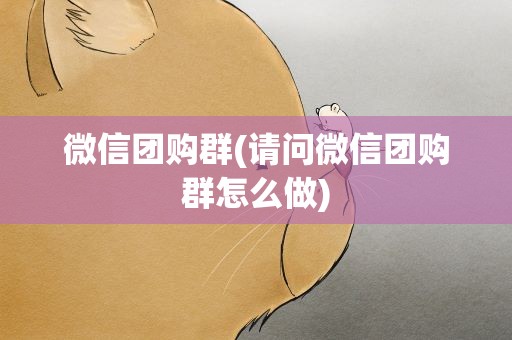 微信团购群(请问微信团购群怎么做)
