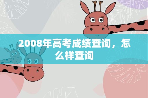 2008年高考成绩查询，怎么样查询