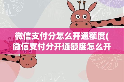 微信支付分怎么开通额度(微信支付分开通额度怎么开呢。有没有开通额度的)
