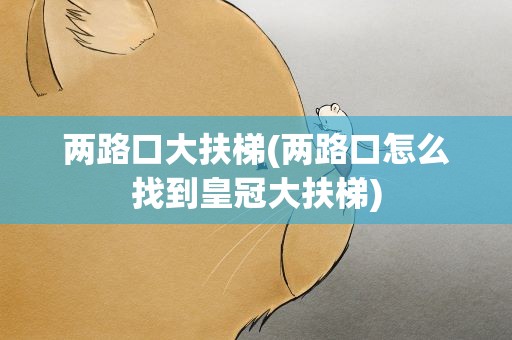 两路口大扶梯(两路口怎么找到皇冠大扶梯)