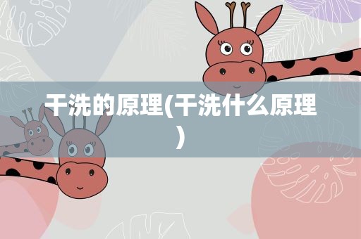 干洗的原理(干洗什么原理)