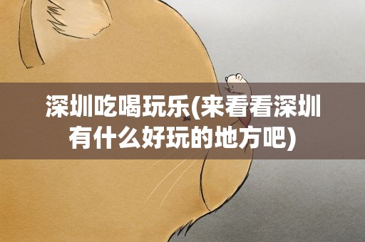 深圳吃喝玩乐(来看看深圳有什么好玩的地方吧)