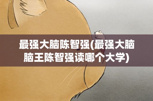 最强大脑陈智强(最强大脑脑王陈智强读哪个大学)