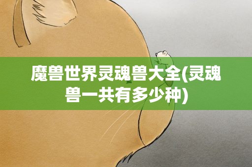 魔兽世界灵魂兽大全(灵魂兽一共有多少种)