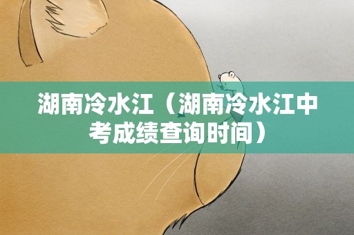 湖南冷水江（湖南冷水江中考成绩查询时间）