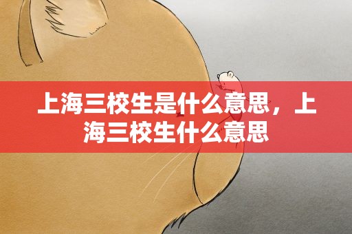 上海三校生是什么意思，上海三校生什么意思