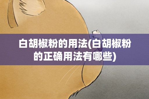 白胡椒粉的用法(白胡椒粉的正确用法有哪些)
